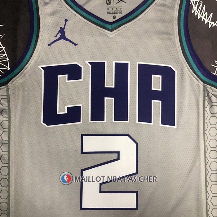 Maillot Charlotte Hornets Lamelo Ball NO 2 Ville Edition Gris